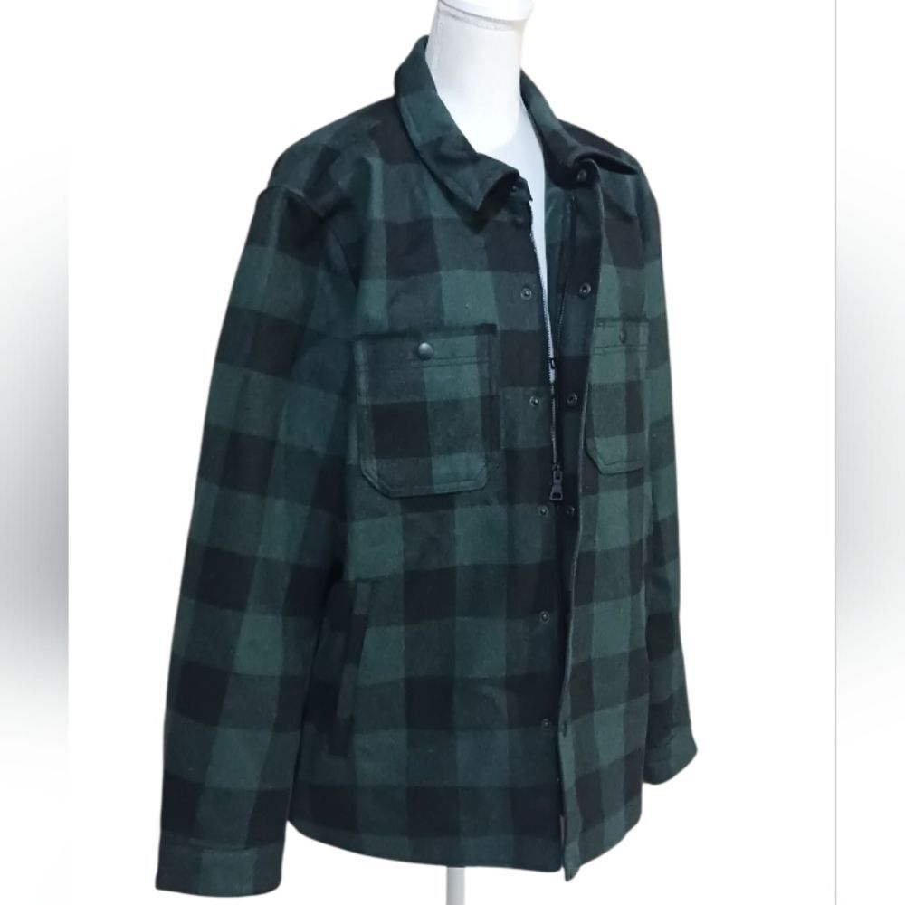 G.H. Bass & Co. Checkered Shirt Jacket Fleece Lining Black & Green Men's XL/EG